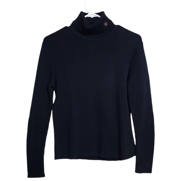 LAUREN RALPH LAUREN x VINTAGE Ribbed logo turtleneck in black Made in Japan PL - Picture 1 of 6